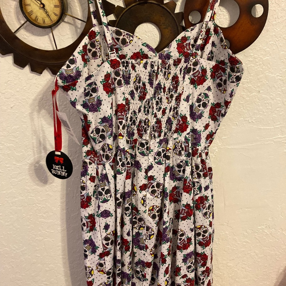 NWT Hell Bunny Skull Roses Dress HT RARE - Picture 3 of 10